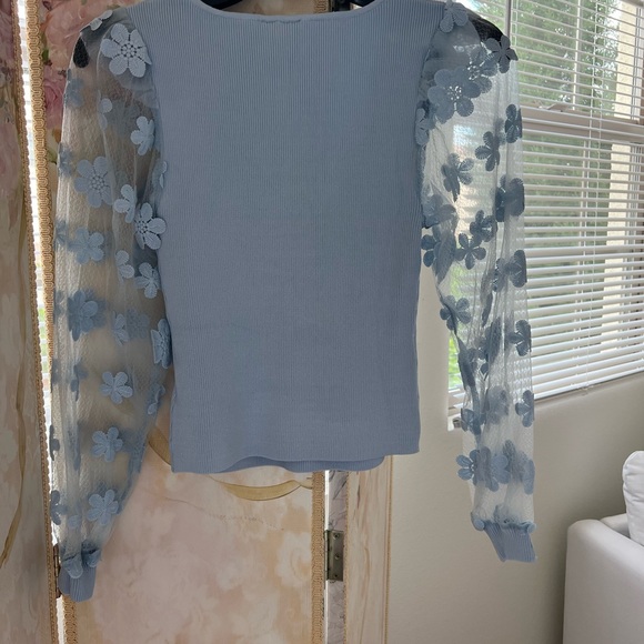Anthropologie Dolan Sheer Sleeve Appliqué Sweater/NWT - Picture 4 of 5